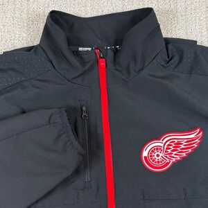 Adidas Mens Medium Detroit Red Wings Black Full Zip Performance Jacket NHL *Read